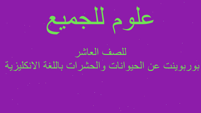 بوربوينت عن الحيوانات والحشرات باللغة الانكليزية  للصف العاشر