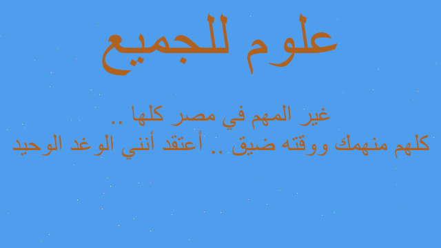 كلهم منهمك ووقته ضيق .. أعتقد أنني الوغد الوحيد غير المهم في مصر كلها ..