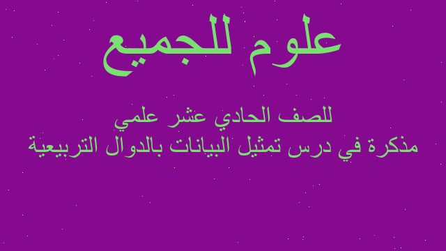 مذكرة في درس تمثيل البيانات بالدوال التربيعية للصف الحادي عشر علمي
