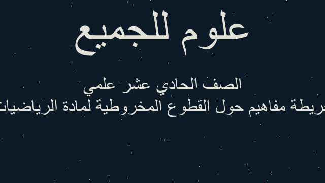 خريطة مفاهيم حول القطوع المخروطية لمادة الرياضيات الصف الحادي عشر علمي