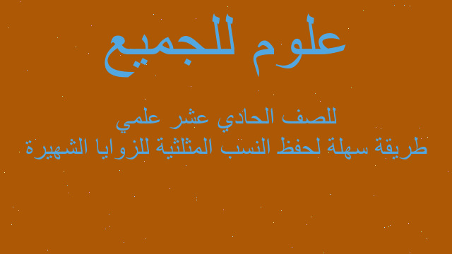 طريقة سهلة لحفظ النسب المثلثية للزوايا الشهيرة للصف الحادي عشر علمي