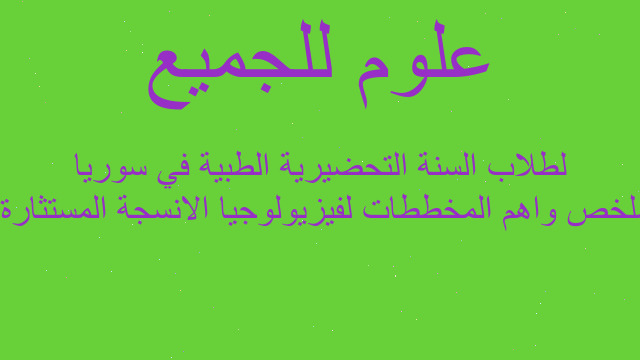 ملخص واهم المخططات لفيزيولوجيا الانسجة المستثارة  لطلاب السنة التحضيرية الطبية في سوريا