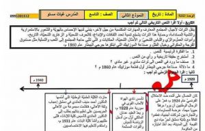 نموذج امتحاني التاريخ للصف التاسع