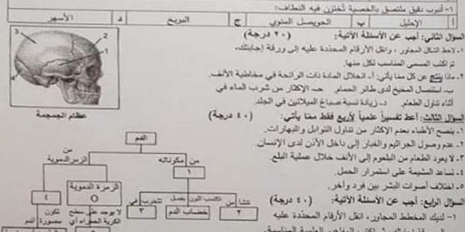 اسئلة العلوم تاسع 2021 صفحة اولى