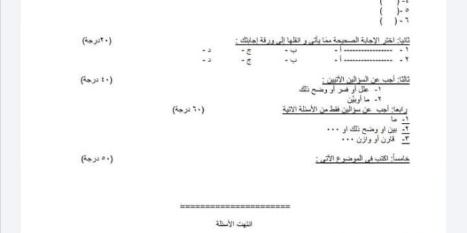 التوصيف الوزاري وطنية بكالوريا 2021