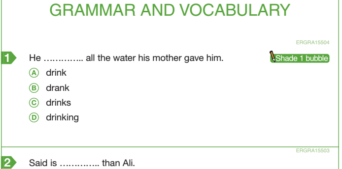 english reading sample test     