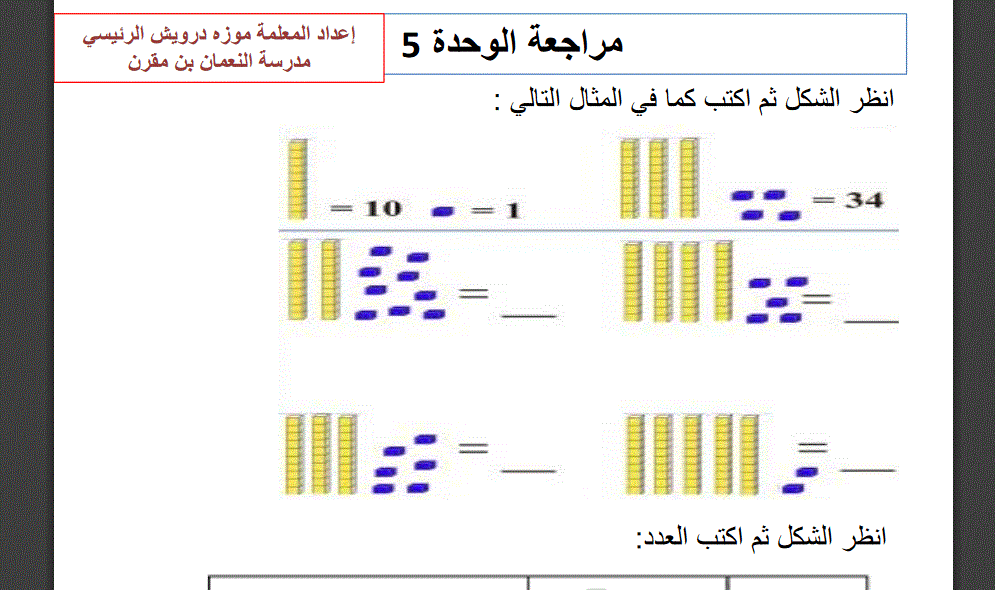 الوحدة 5-6الرياضيات الصف الاول Post image of الوحدة 5-6الرياضيات الصف الاول