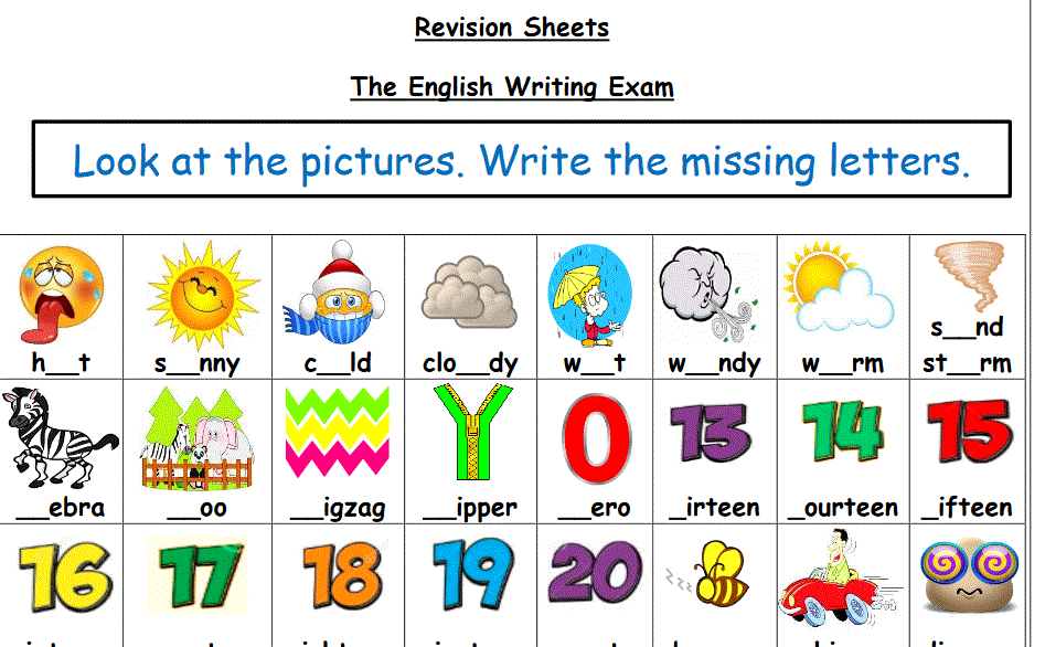revision sheet English writing exam Post image of revision sheet English writing exam