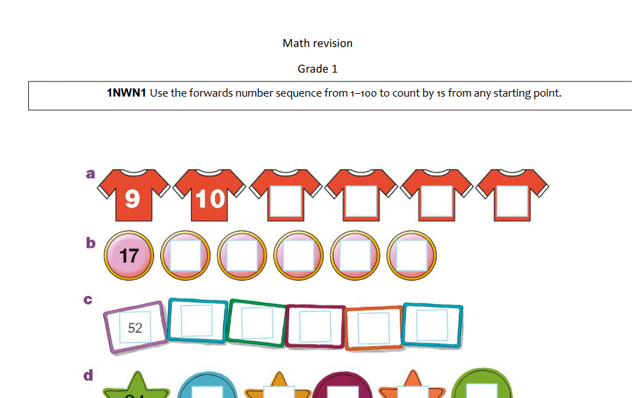 math revision grade one final Post image of math revision grade one final