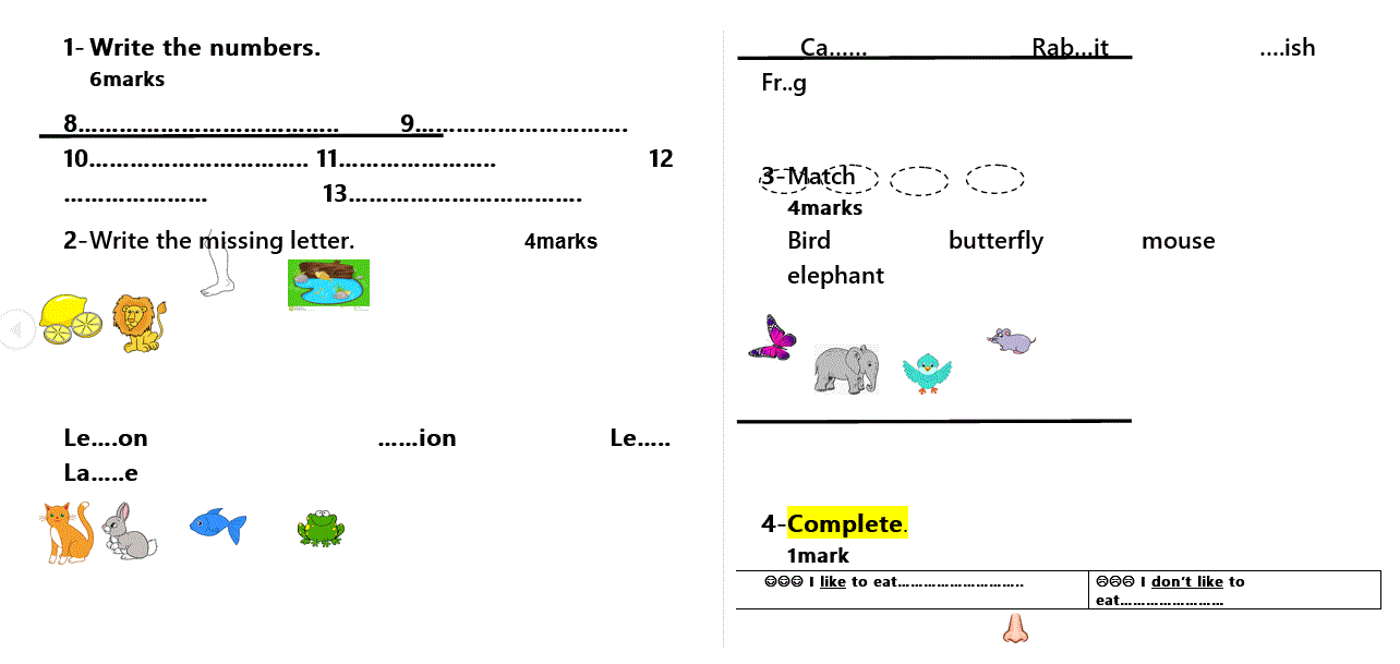 English exam grade one Post image of English exam grade one