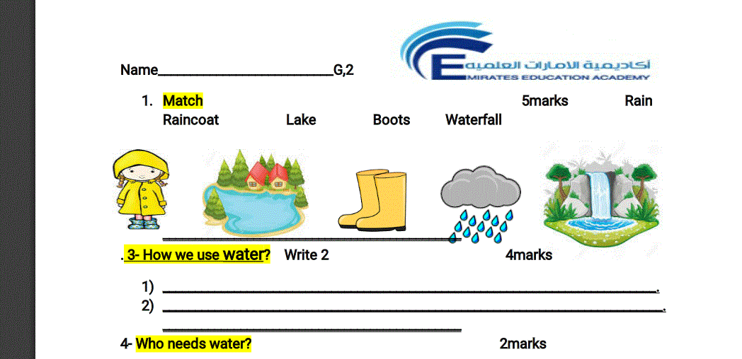 unit 9 English grade 2 Post image of unit 9 English grade 2