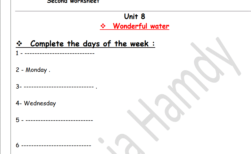unit 8 wonderful water English grade2 Post image of unit 8 wonderful water English grade2