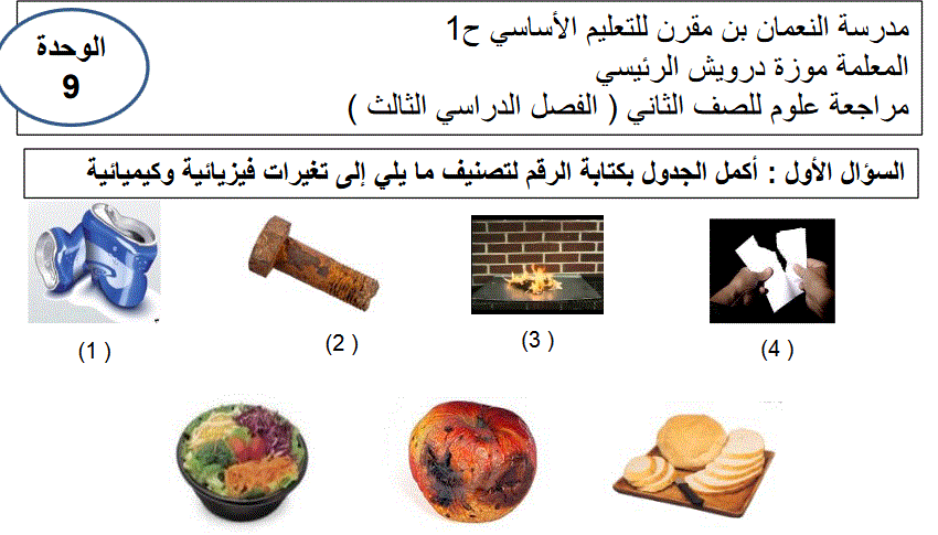 مراجعة علوم الصف الثاني القصل الثالث Post image of مراجعة علوم الصف الثاني القصل الثالث