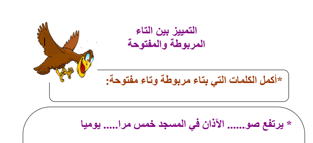 التميز بين التاء المفتوحة والتاء المربوطة الصف الثاني Post image of التميز بين التاء المفتوحة والتاء المربوطة الصف الثاني