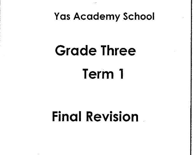 English final revision grade 3 term 1 Post image of English final revision grade 3 term 1