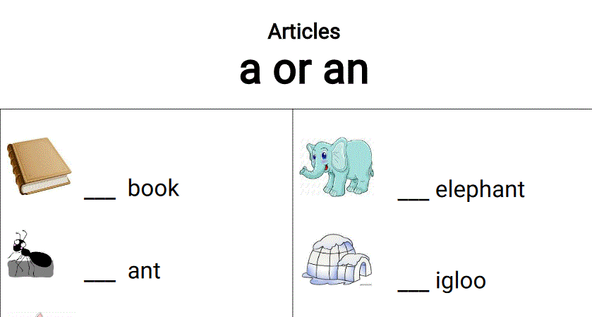 English worksheet of articles grade 3 Post image of English worksheet of articles grade 3