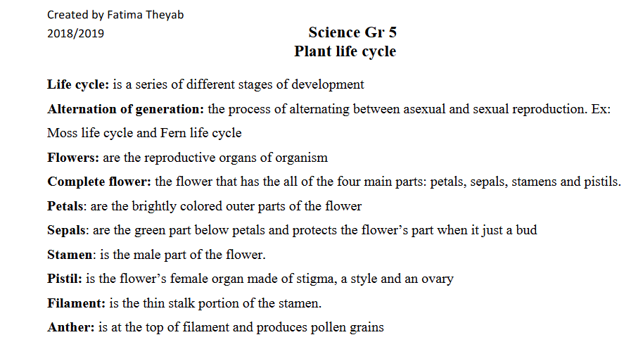 science cycle plant life grade 5 term 1 Post image of science cycle plant life grade 5 term 1