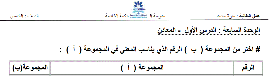 مراجعة الوحدة السابعة العلوم الصف الخامس Post image of مراجعة الوحدة السابعة العلوم الصف الخامس