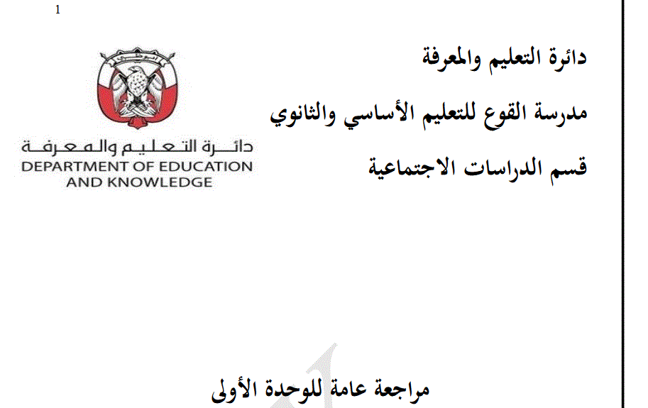 Post image of مراجعة للوحدة الاولى الفصل الثالث الدراسات الاجتماعية الصف السادس