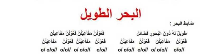 الصف العاشر اللغة العربية شرح درس البحر الطويل