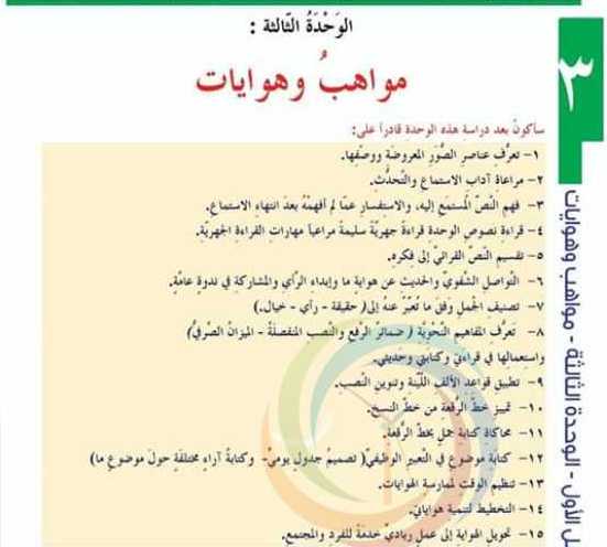 الصف السادس اللغة العربية شرح وحل الوحدة الثالثة