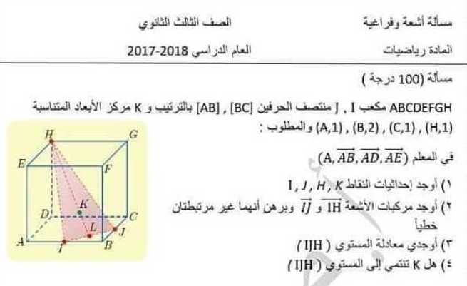 نماذج وزارية رياضيات بكالوريا سوريا - البكالوريا العلمي الرياضيات نموذج اختبار