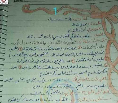 الصف السادس رياضة تحضير درس كرة القدم