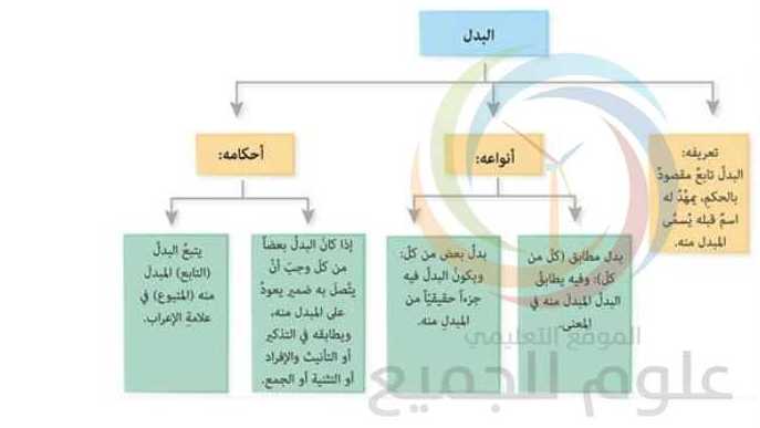 شرح وحل درس البدل اللغة العربية الصف التاسع